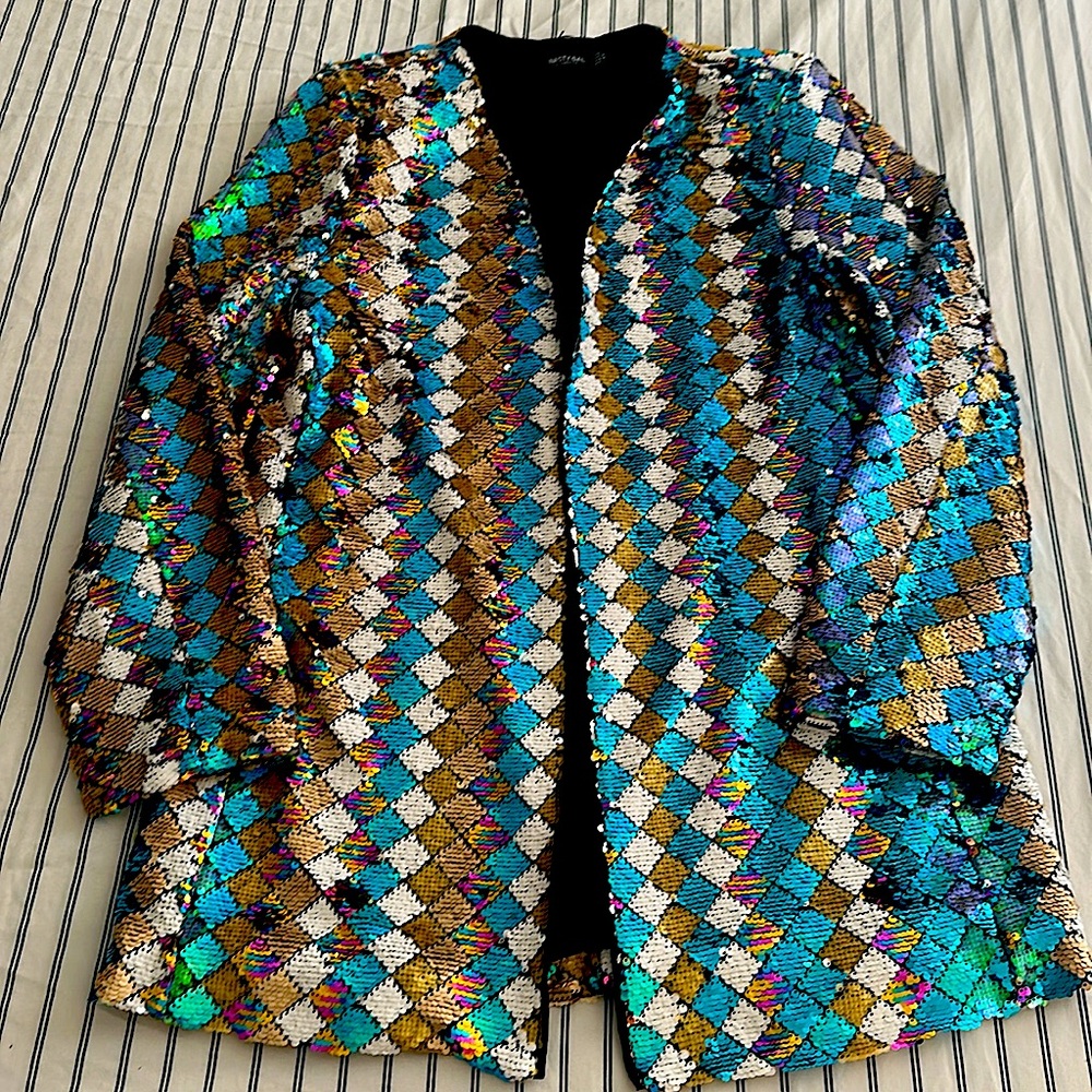 Rainbow Glitter Sequin Blazer